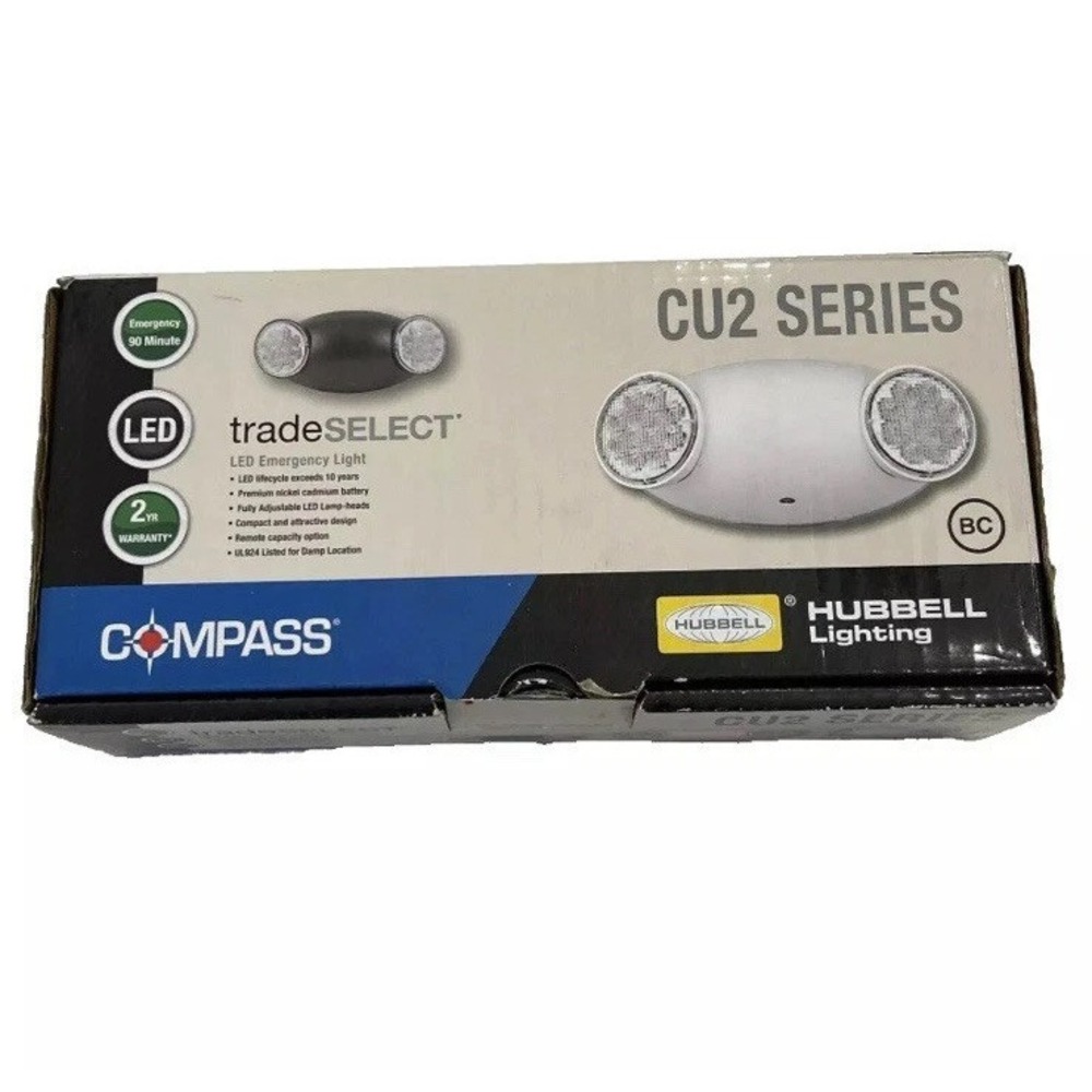 NEW! Hubbell Lighting Compass CU2 Series White 2-Light LED Emergency Light